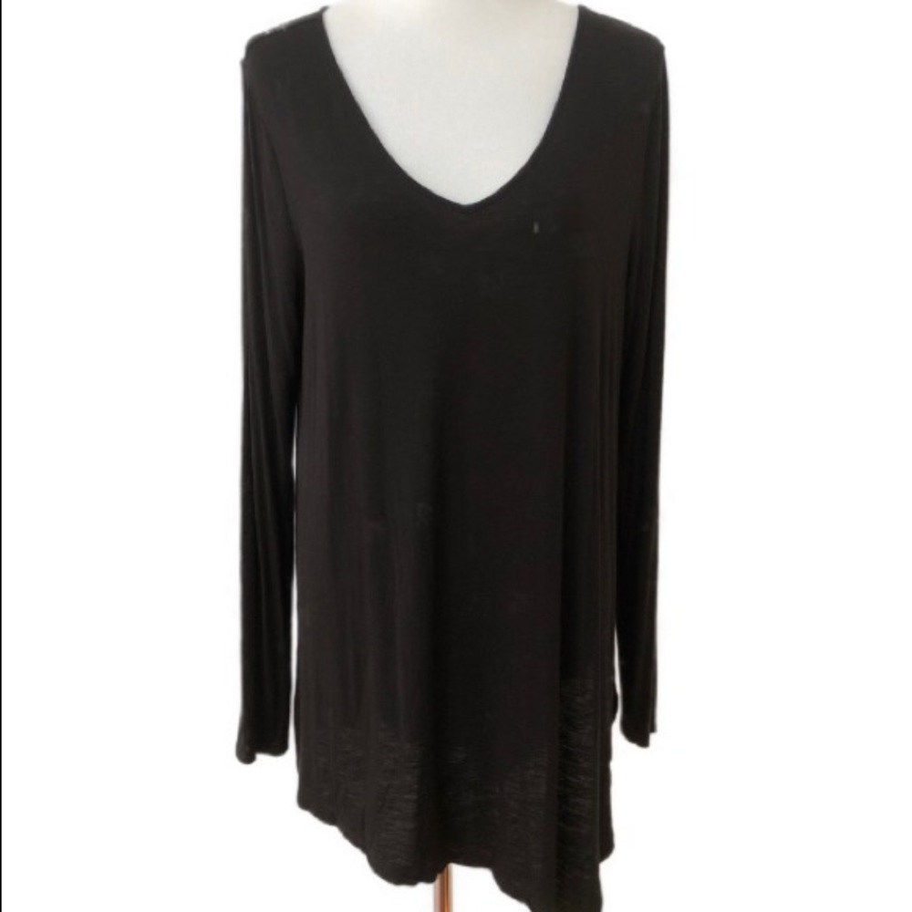 WHBM Asymmetrical Hem Long Sleeve Black Tunic